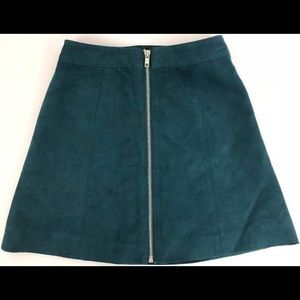 A-line faux suede teal skirt from H&M